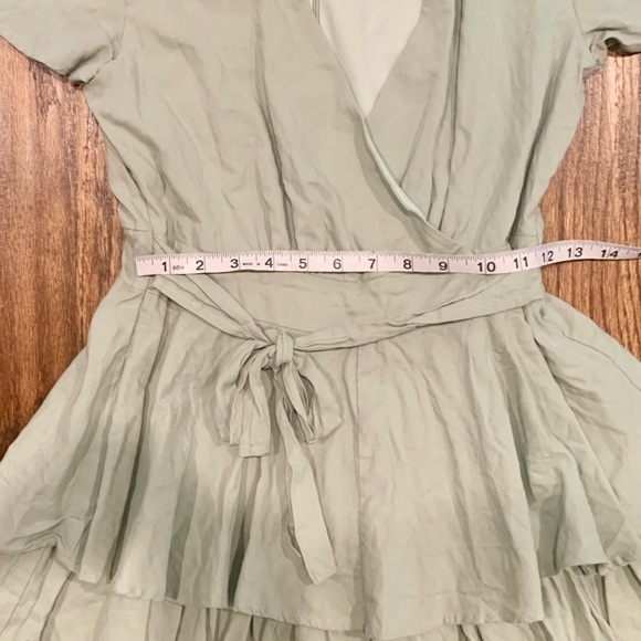Altar’d State Allure Sea Green Tiered Ruffle Romper, size small - Picture 4 of 7